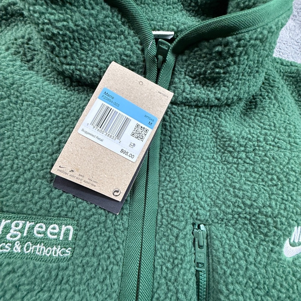Nike Sportswear Winterized Fleece Vest M Green Evergreen Full Zip Sherpa NWT - Picture 3 of 6